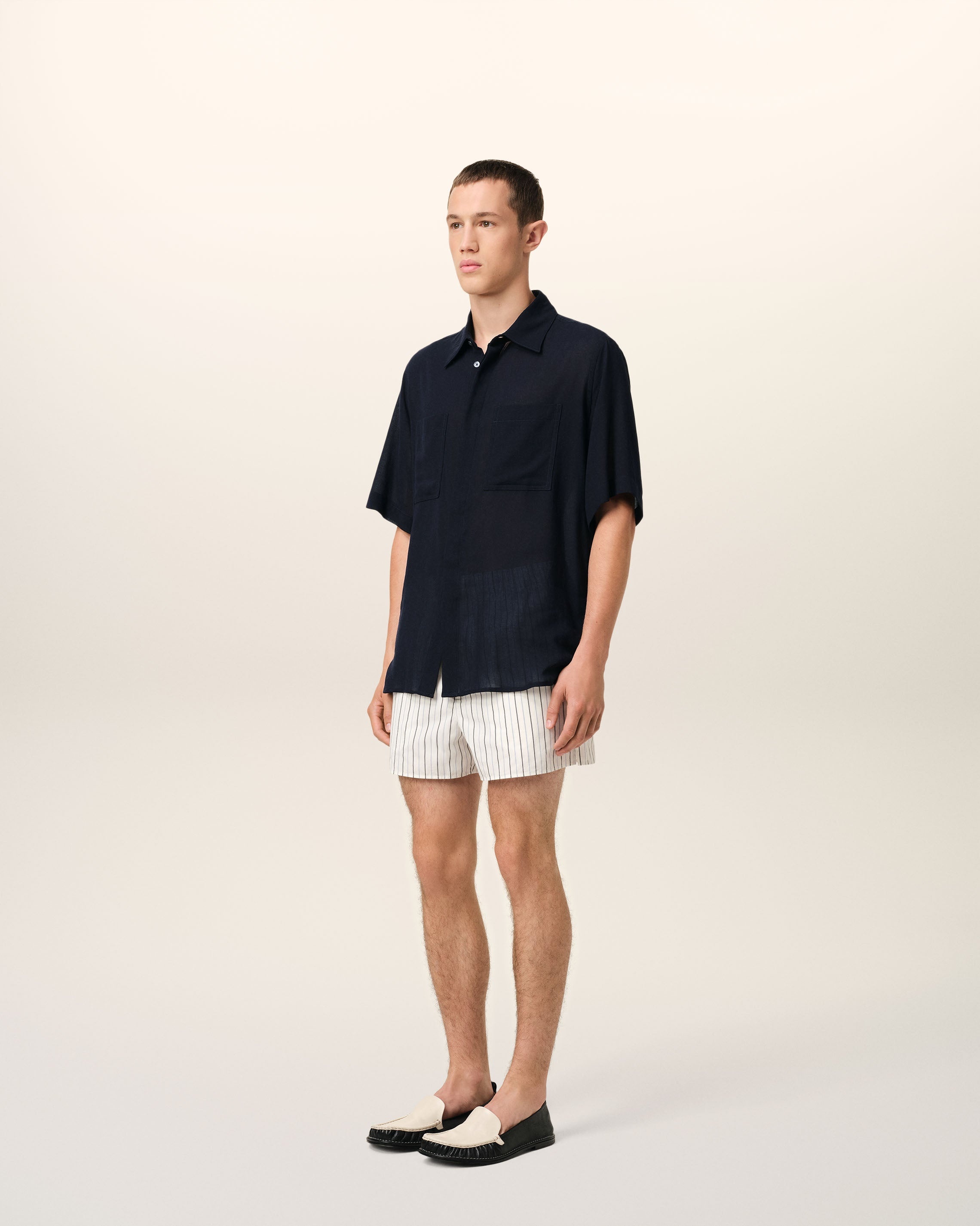 NAVY COTTON SHORT SLEEVE SHIRT - 6