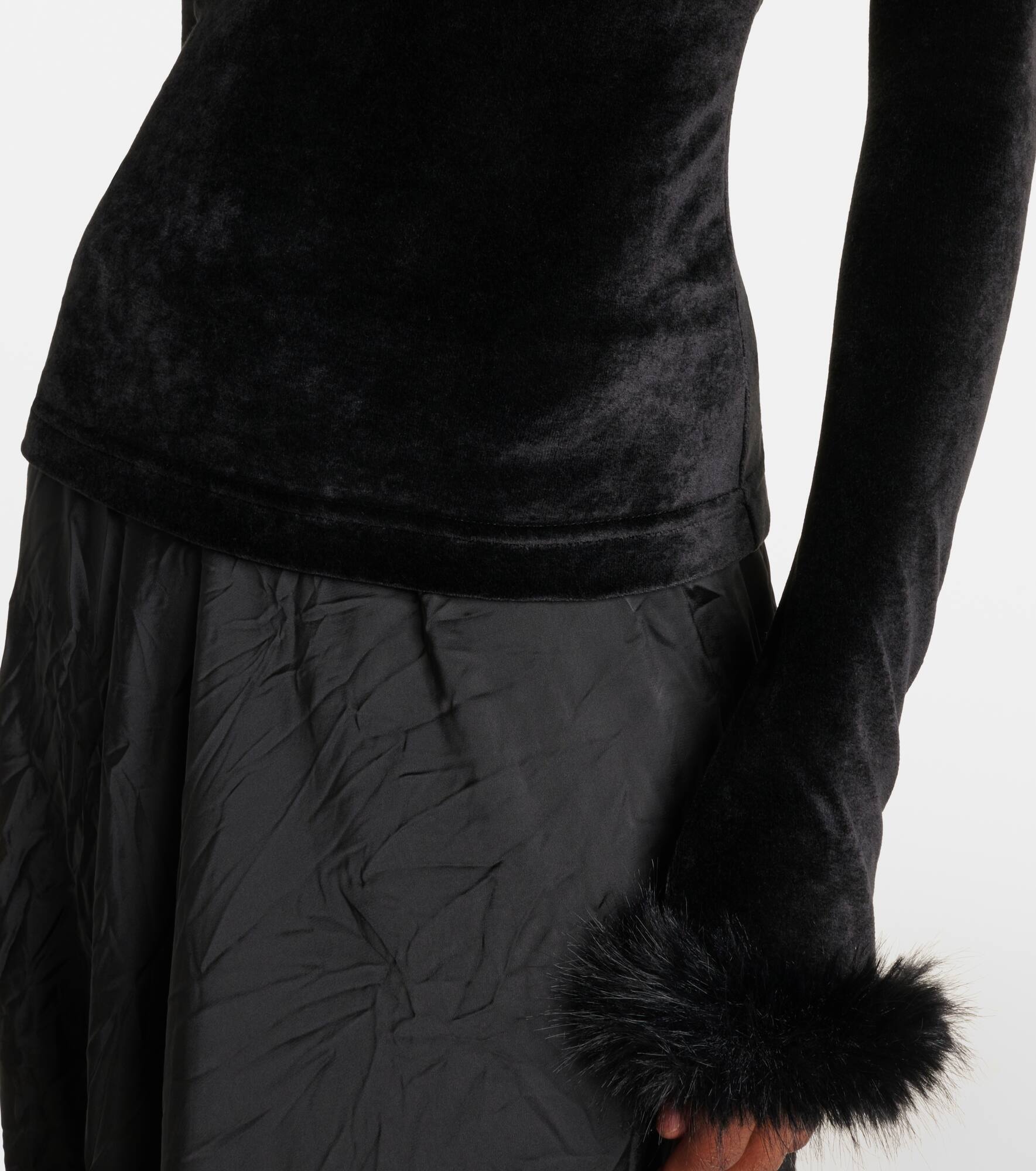 Faux-fur trimmed top - 5