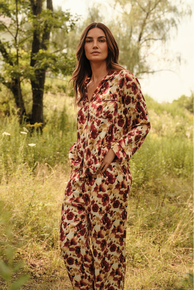 eberjey Eberjey x Lily Aldridge - Inez Washable Silk Printed Long PJ Set outlook
