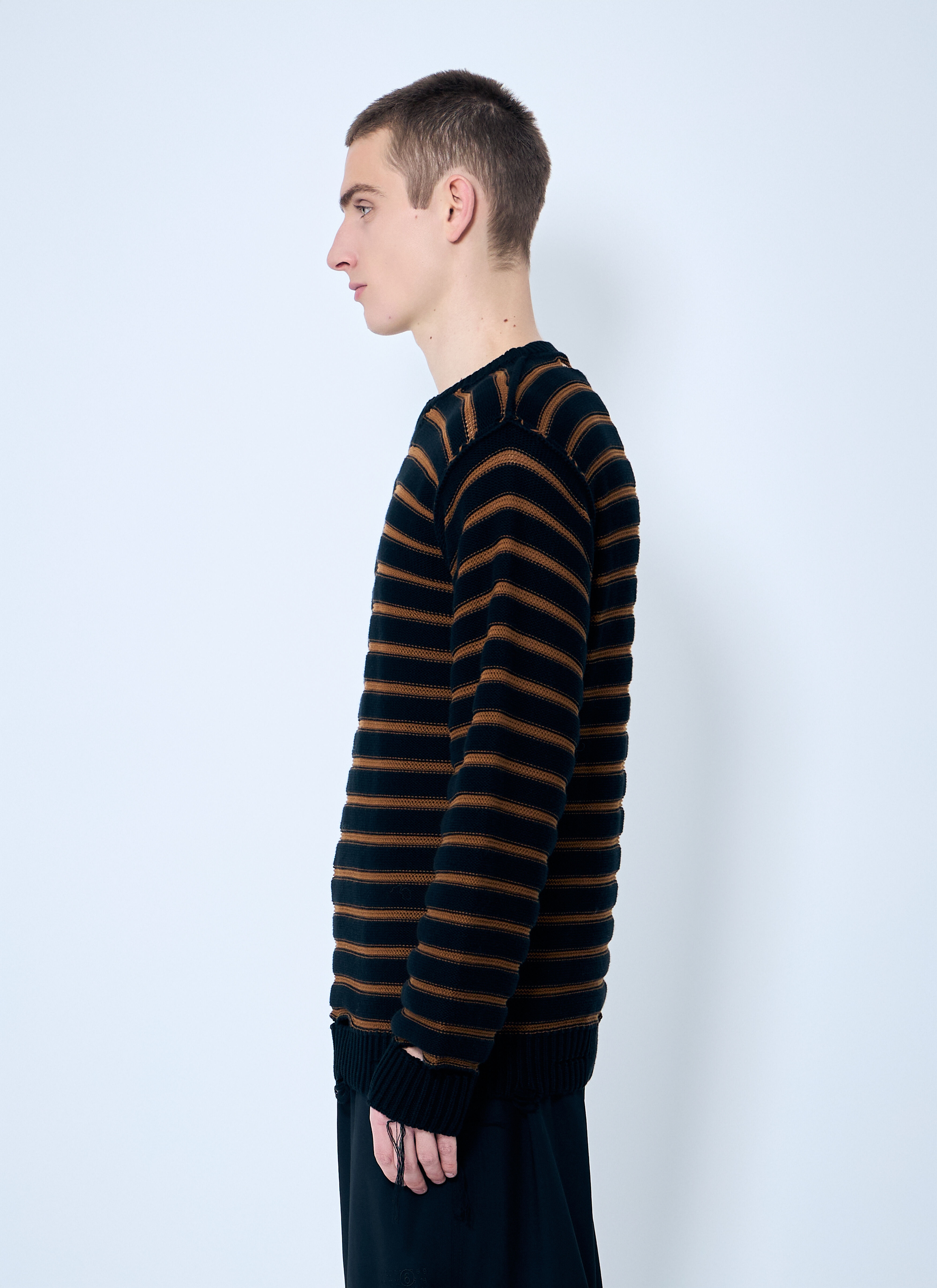 Striped Distressed Sweater - 3
