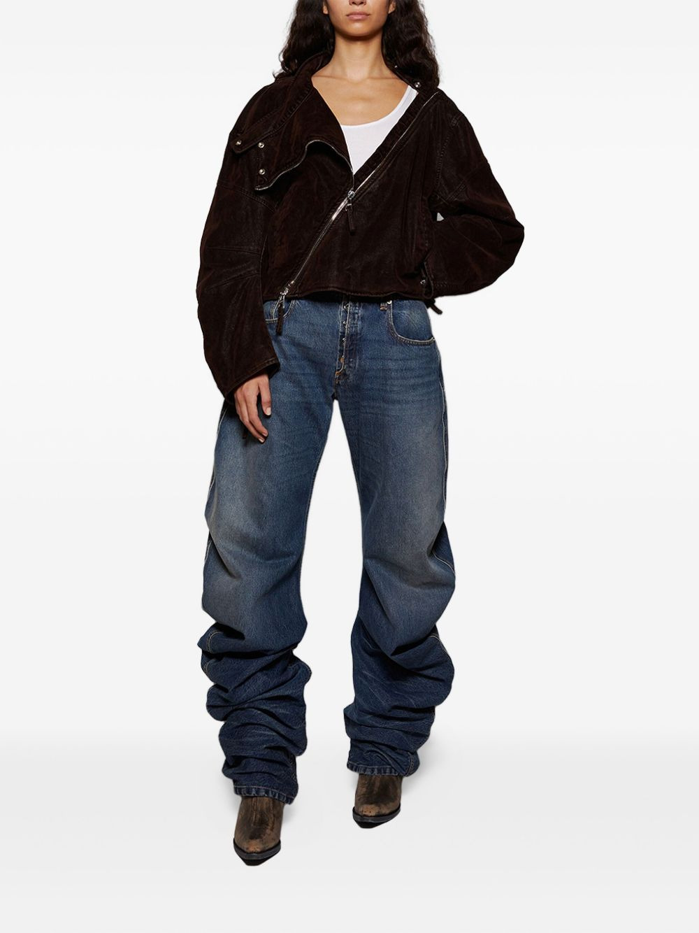 diagonal-zip velvet jacket - 2