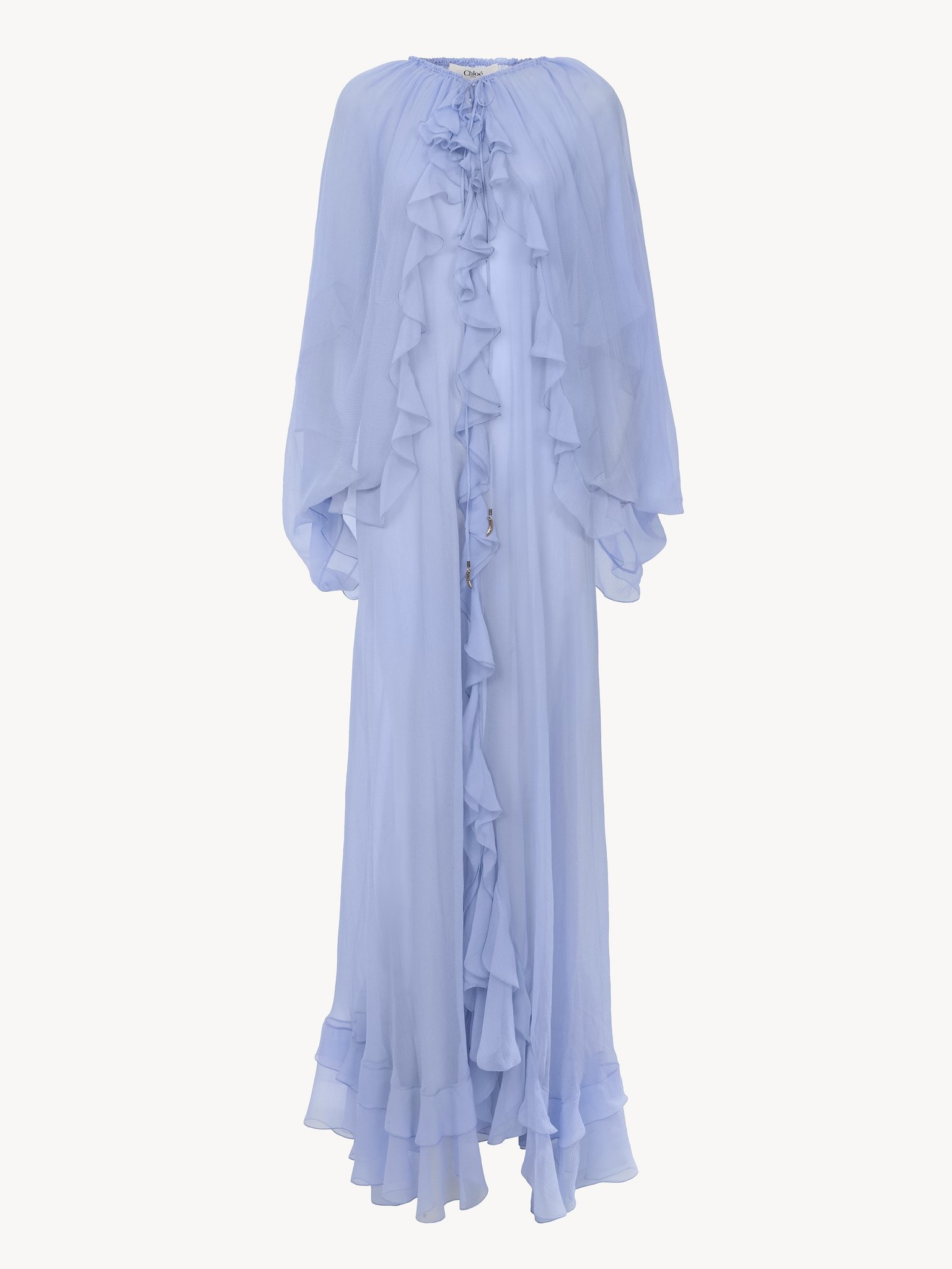 LONG CAPE DRESS IN SILK MOUSSELINE - 2