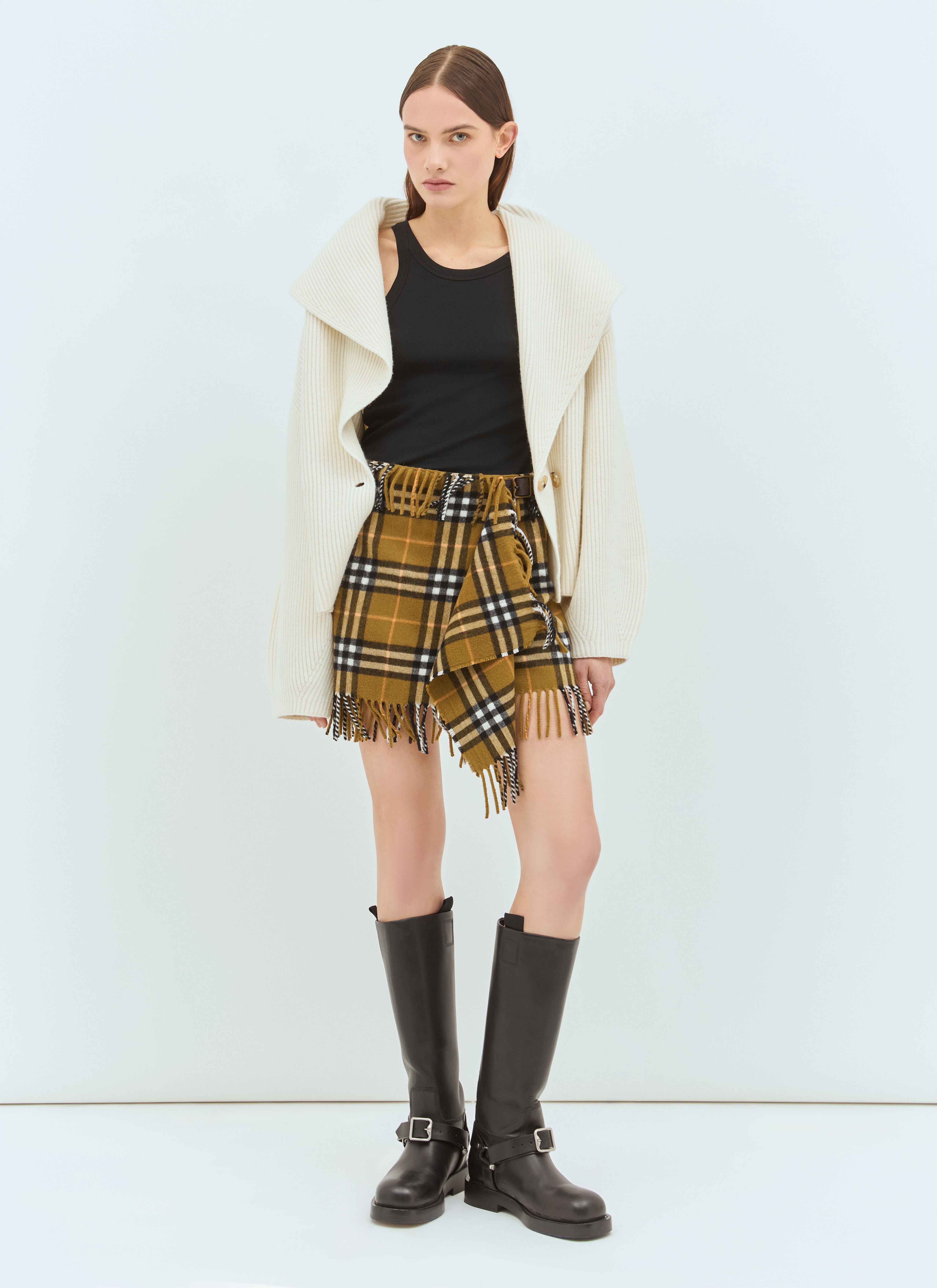 Check Wool And Cashmere Scarf Skirt - 2