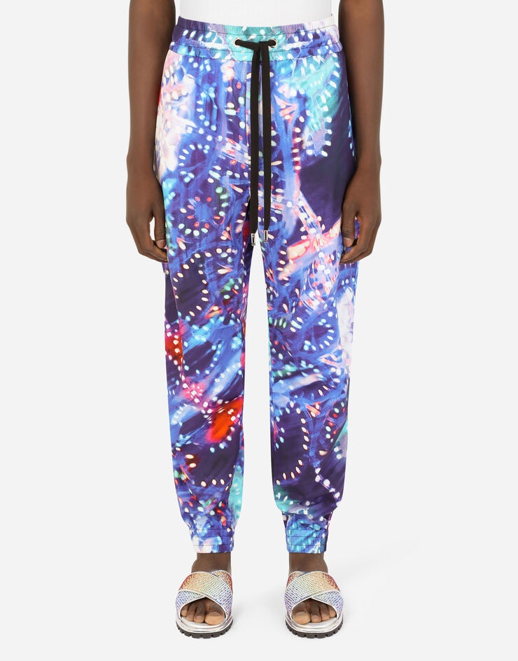 Cotton jogging pants with illumination print - 1