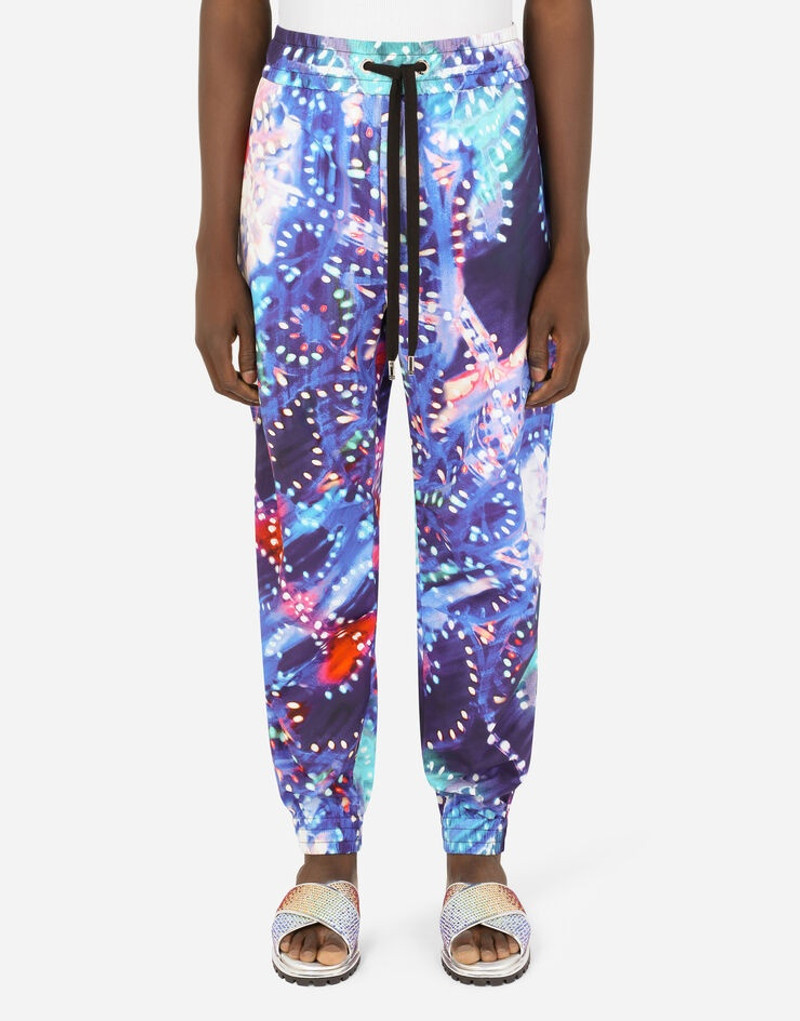 Cotton jogging pants with illumination print 2