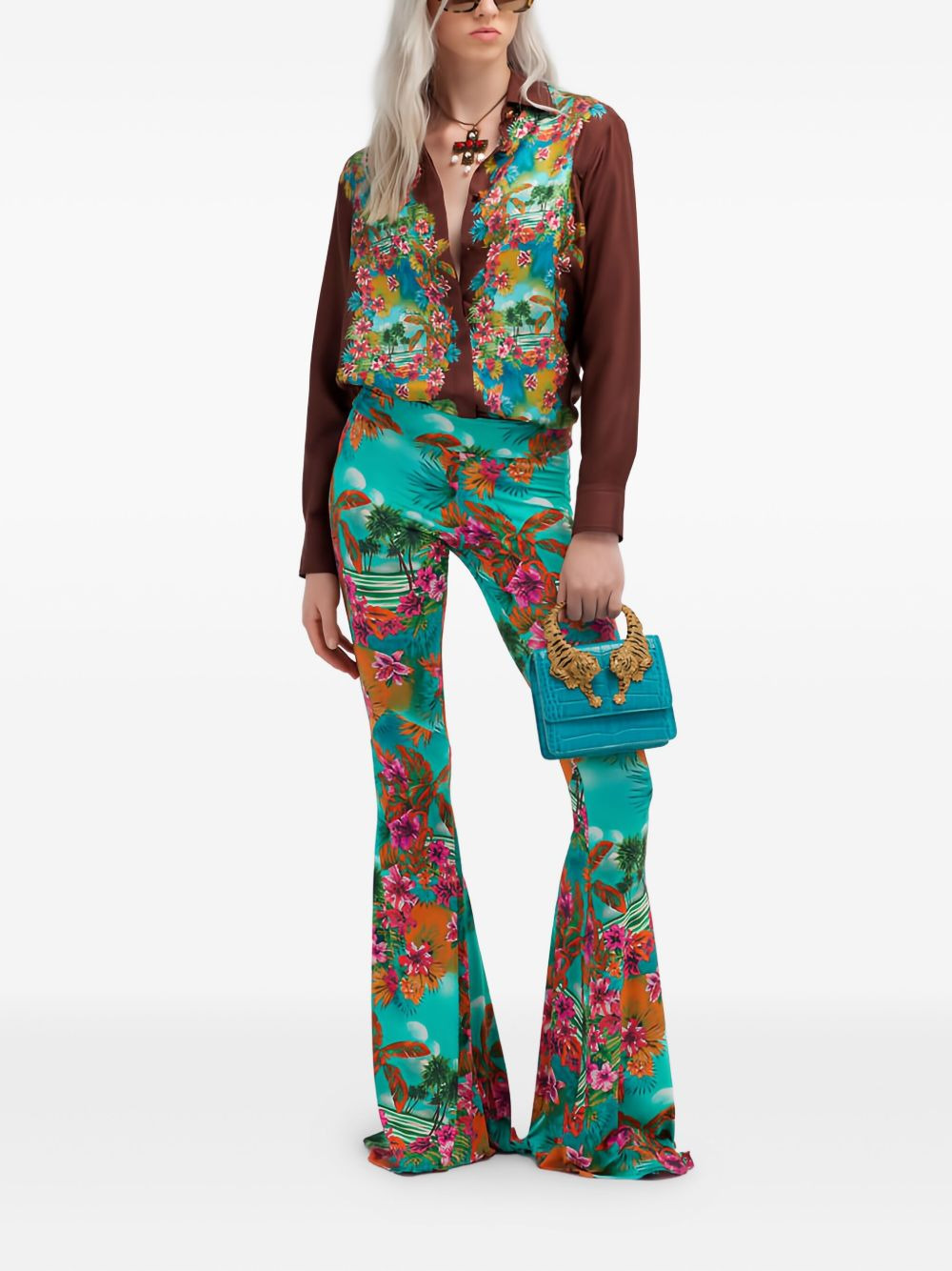 tropical-print silk shirt - 2
