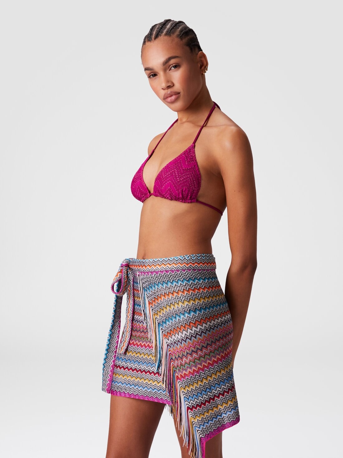 Viscose blend cover-up sarong with zig zag pattern - 4