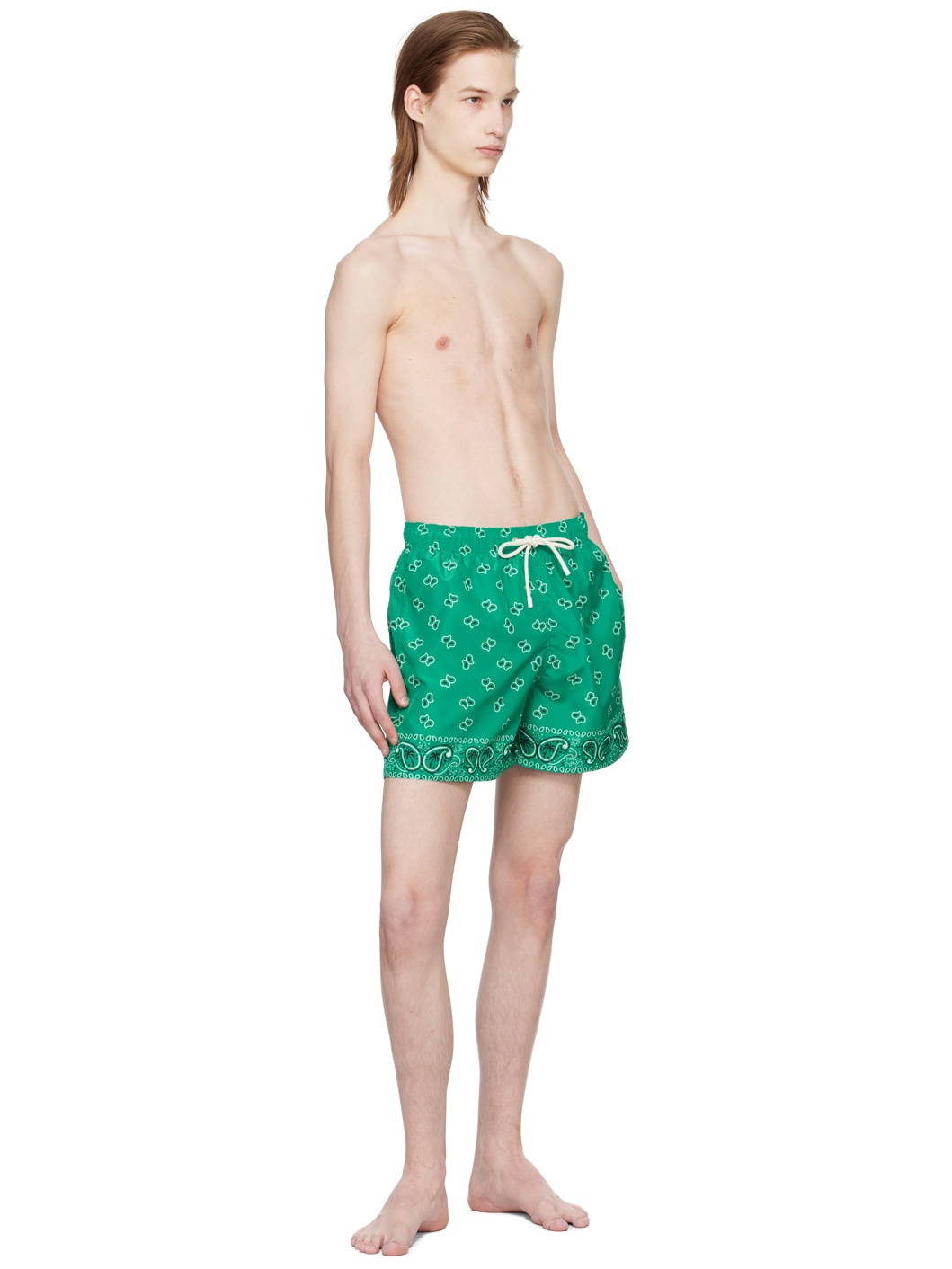 Green Paisley Swim Shorts - 4