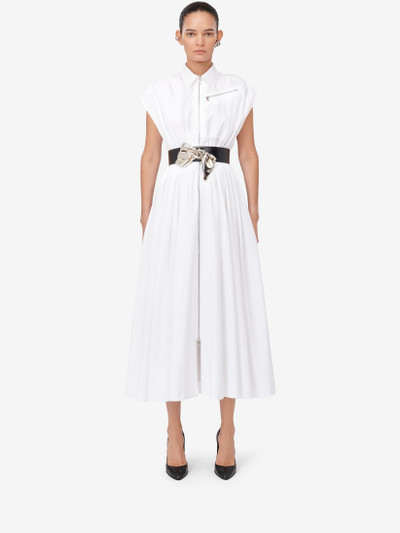 Alexander McQueen Women's Dropped Shoulder Shirt Dress in Optic White outlook