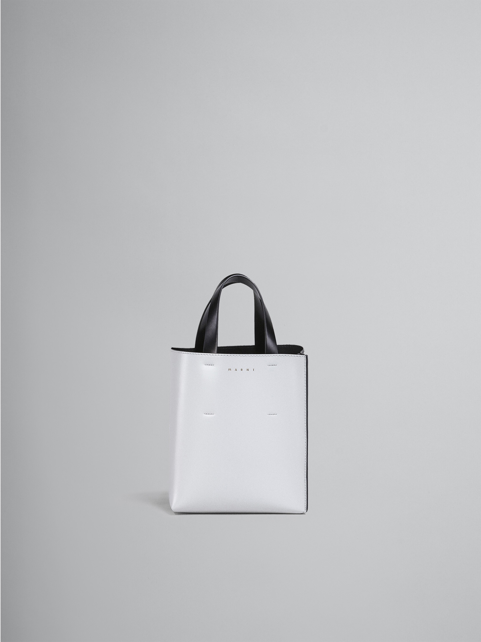 MUSEO MINI BAG IN WHITE AND BLACK LEATHER - 1