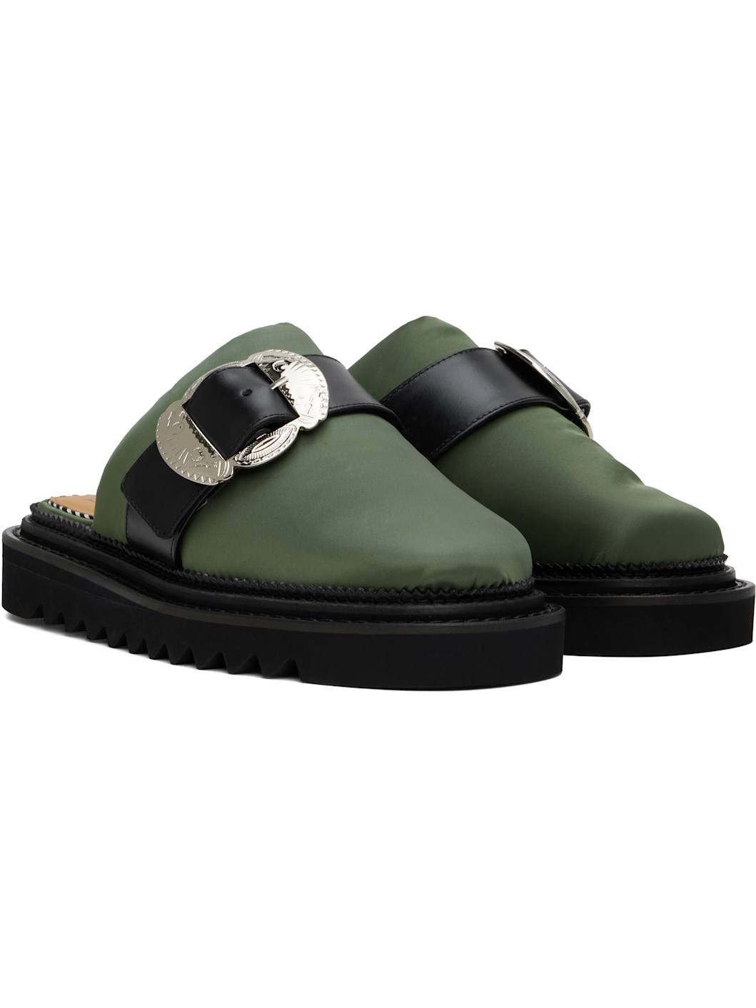 Khaki Buckle Slippers - 4