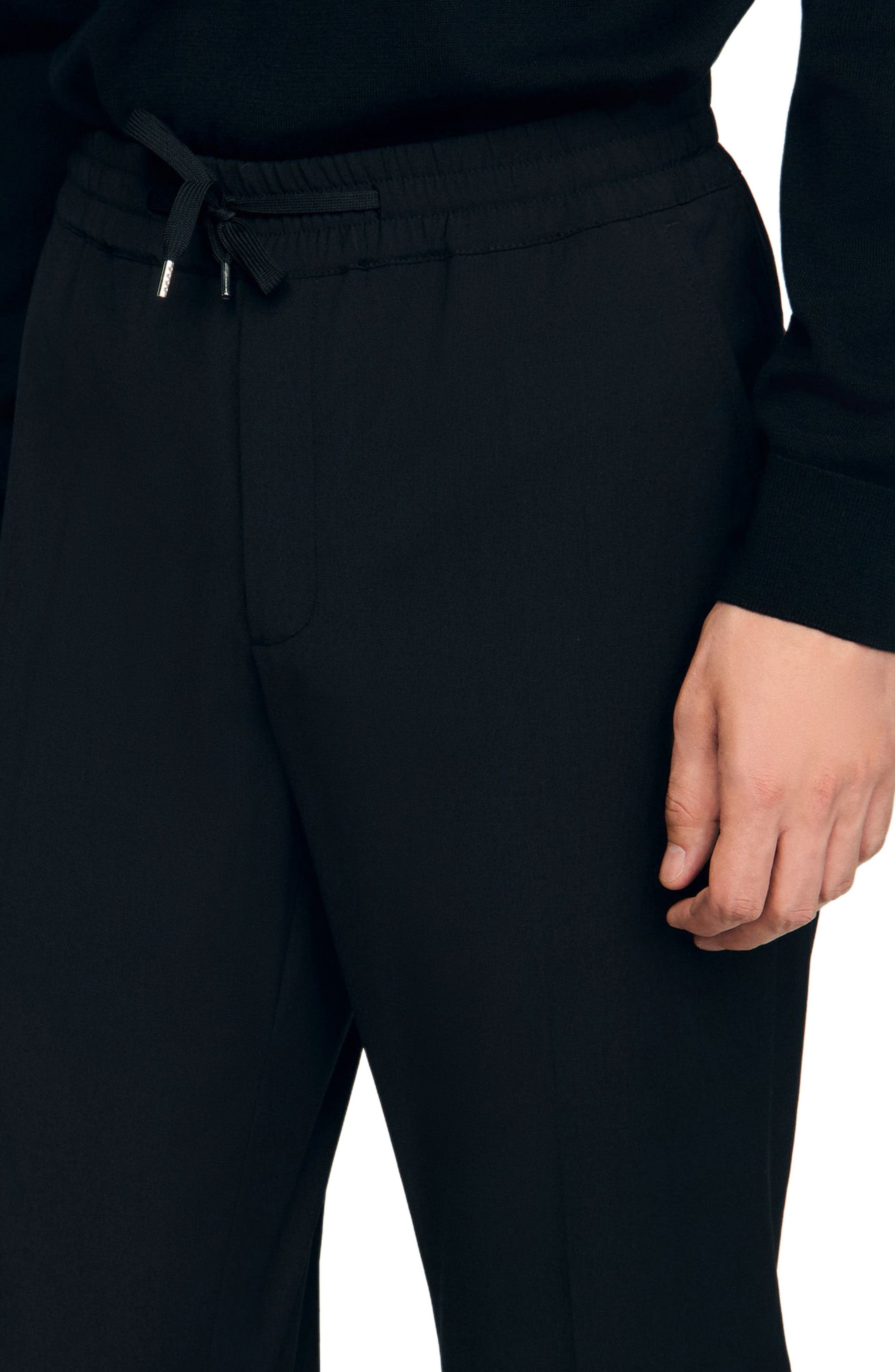 SANDRO Elasticated straight-leg trousers in Black at Nordstrom - 4