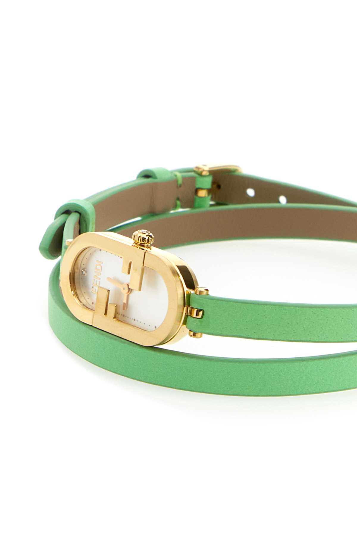 Fendi Women Mint Green Leather O Lock Vertical Watch - 2