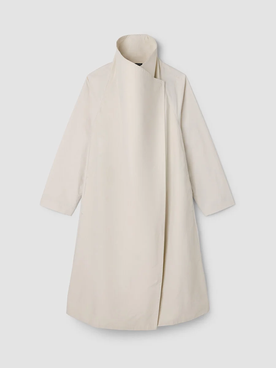 Light Cotton Nylon Drape Neck Coat - 1