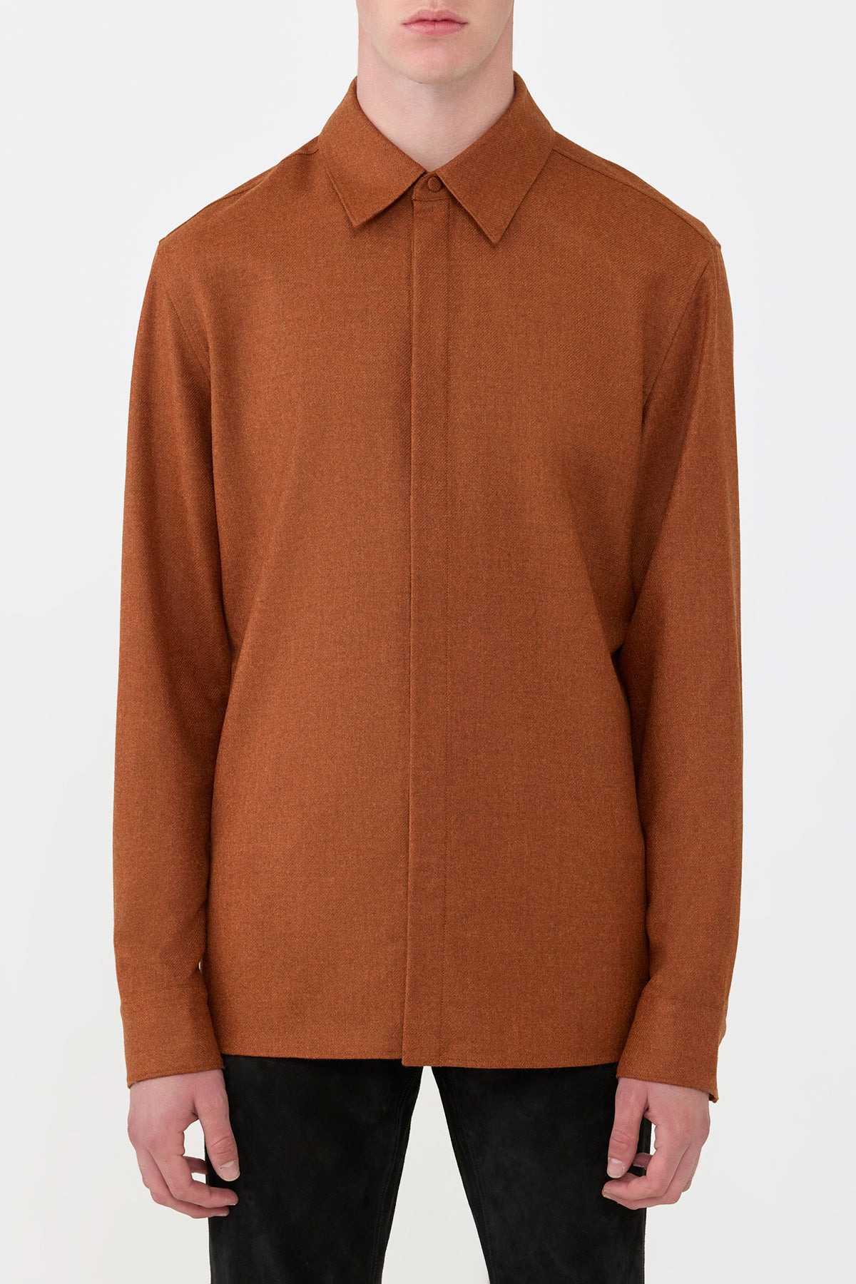 Abbe Shirt in Rust Virgin Wool Cashmere - 2