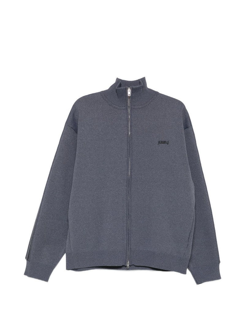 striped-detail zip-up sweatshirt 1