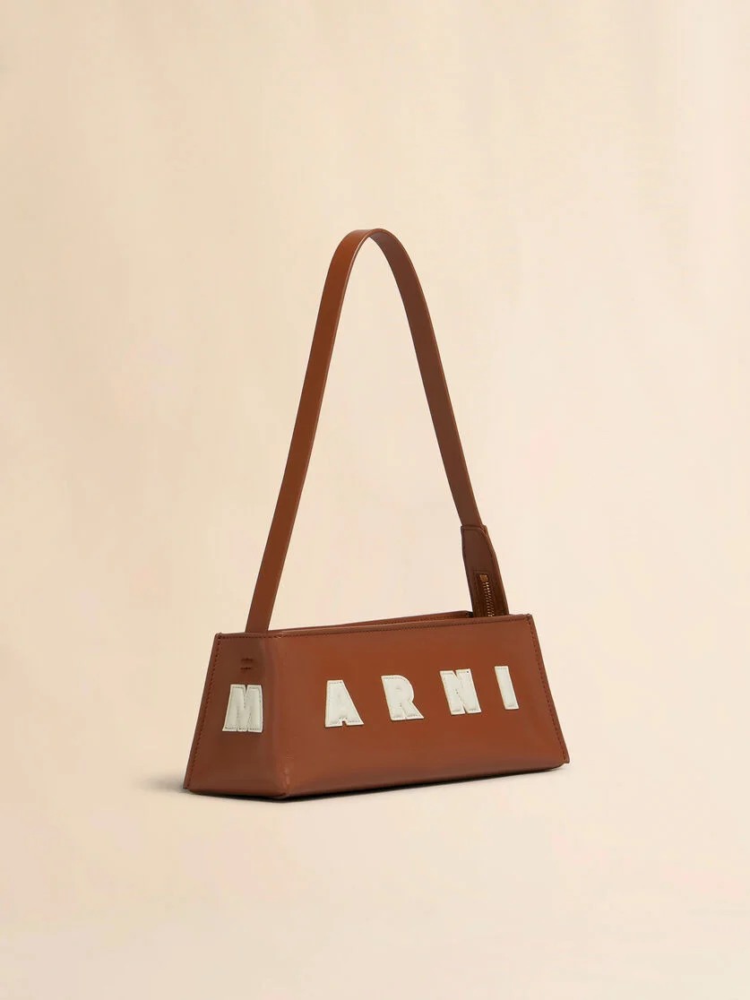 BROWN LEATHER MUSEO BAGUETTE BAG - 1