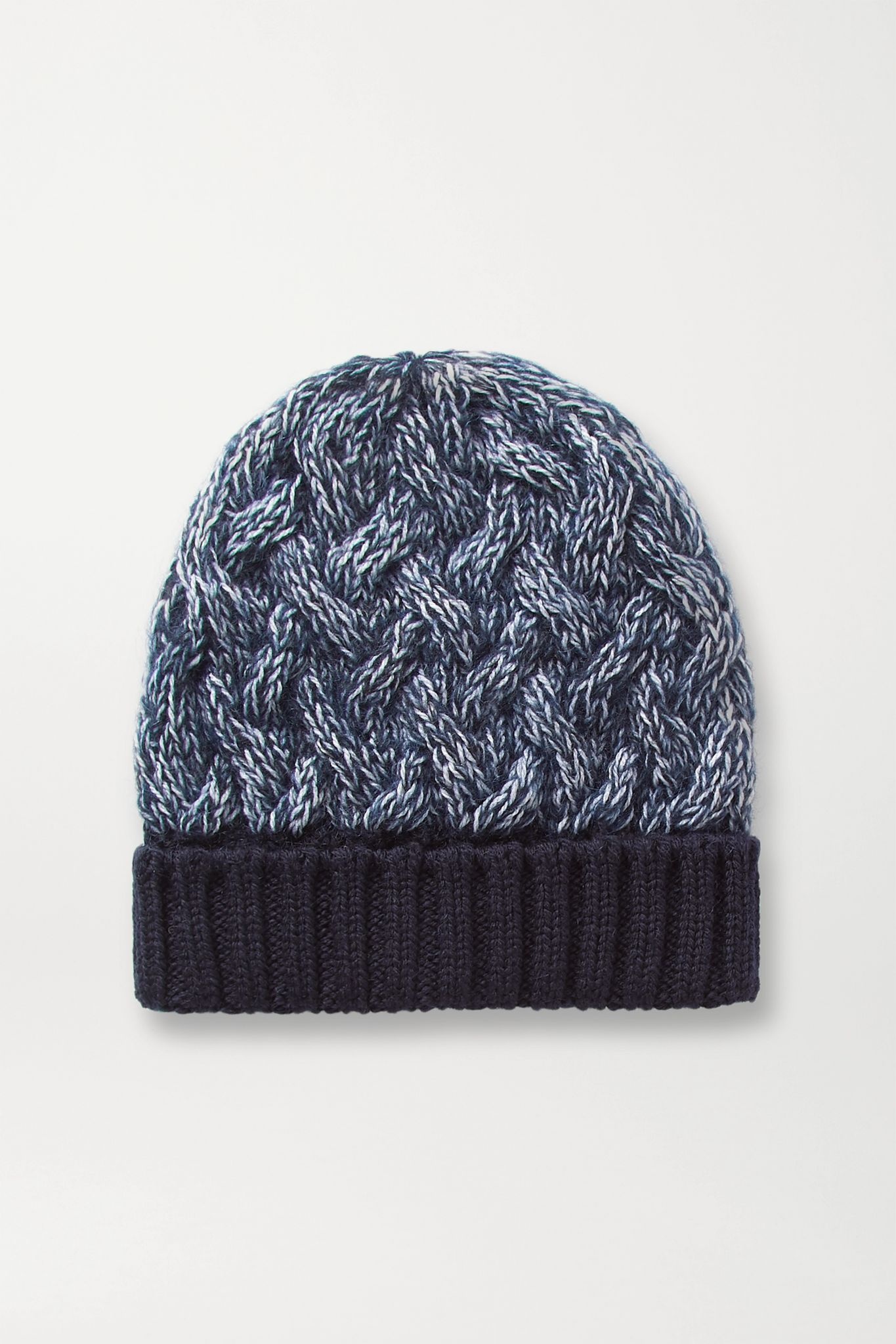 Cable-knit mélange wool-blend beanie - 3