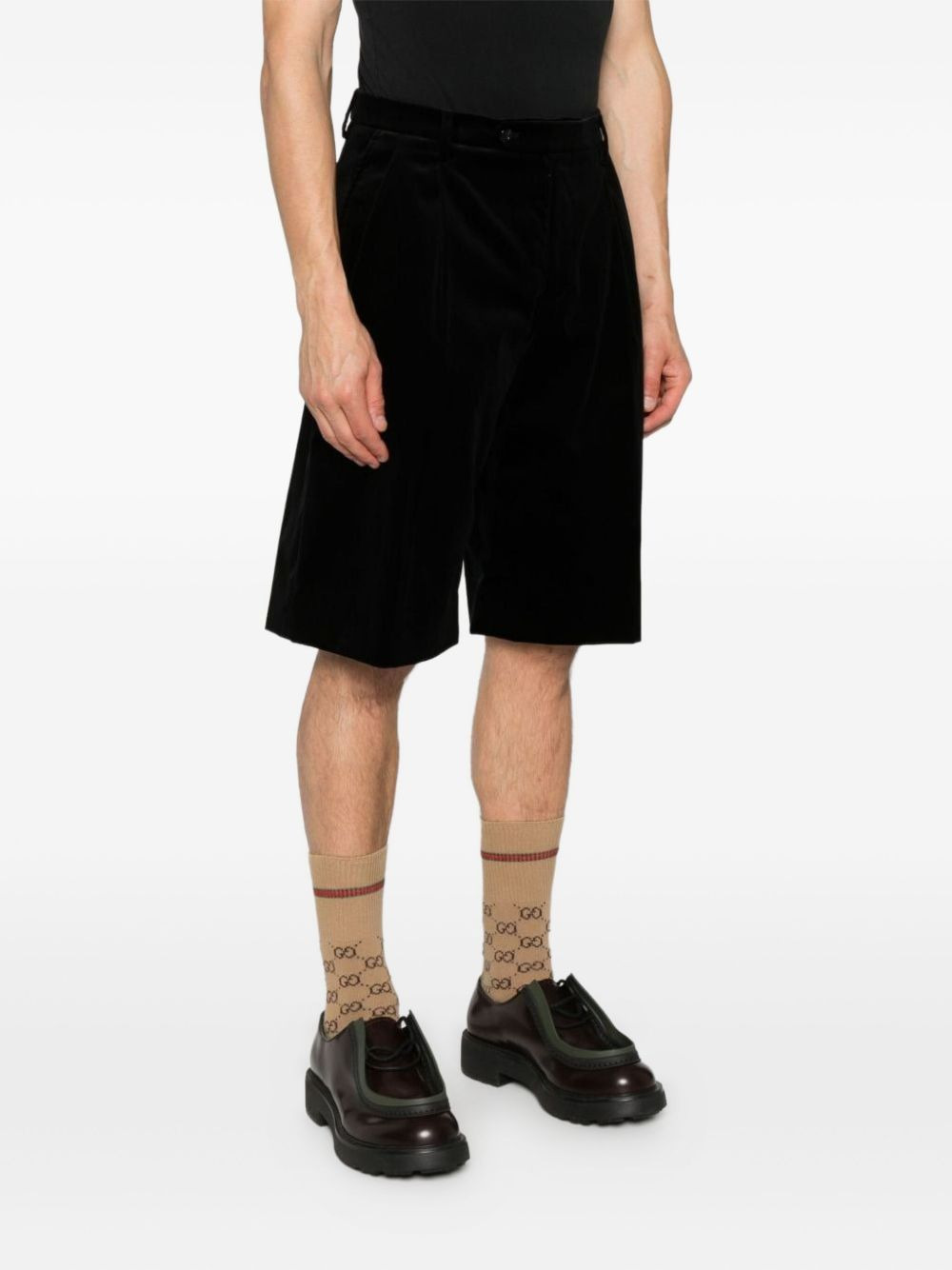 pleated cotton-blend shorts - 3
