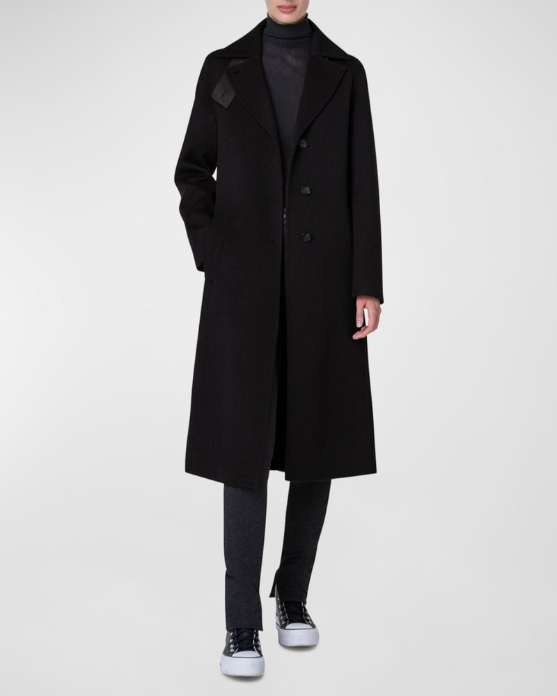 AKRIS Leather Collar Cashmere Coat outlook