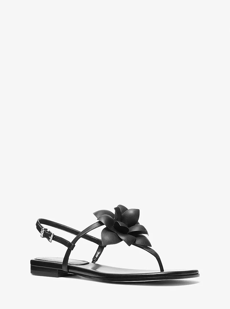 Jacie Floral Embellished Leather T-Strap Sandal - 1