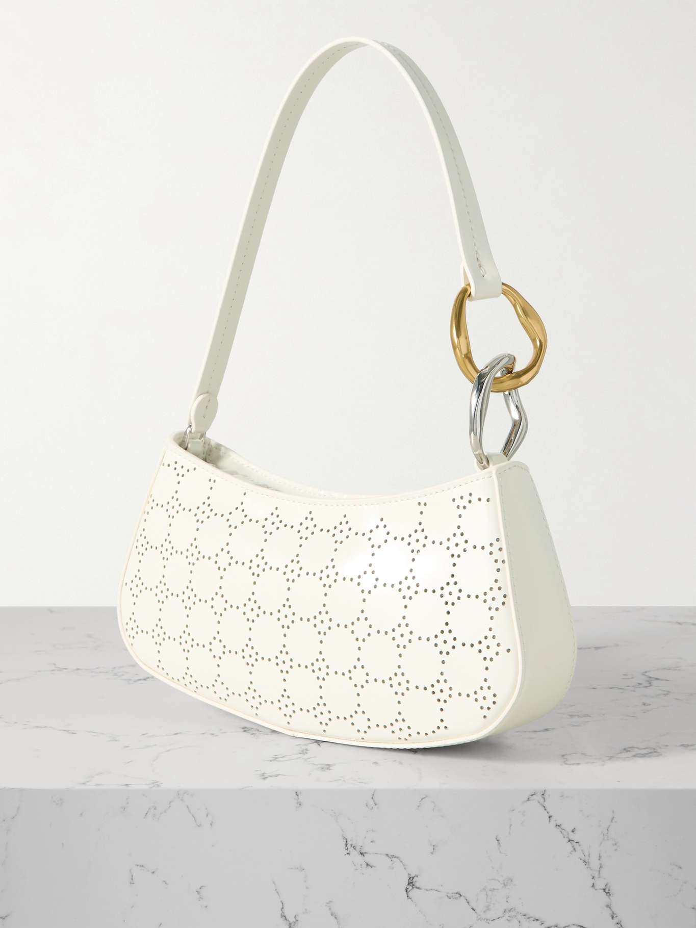 Ollie embellished perforated leather shoulder bag - 3