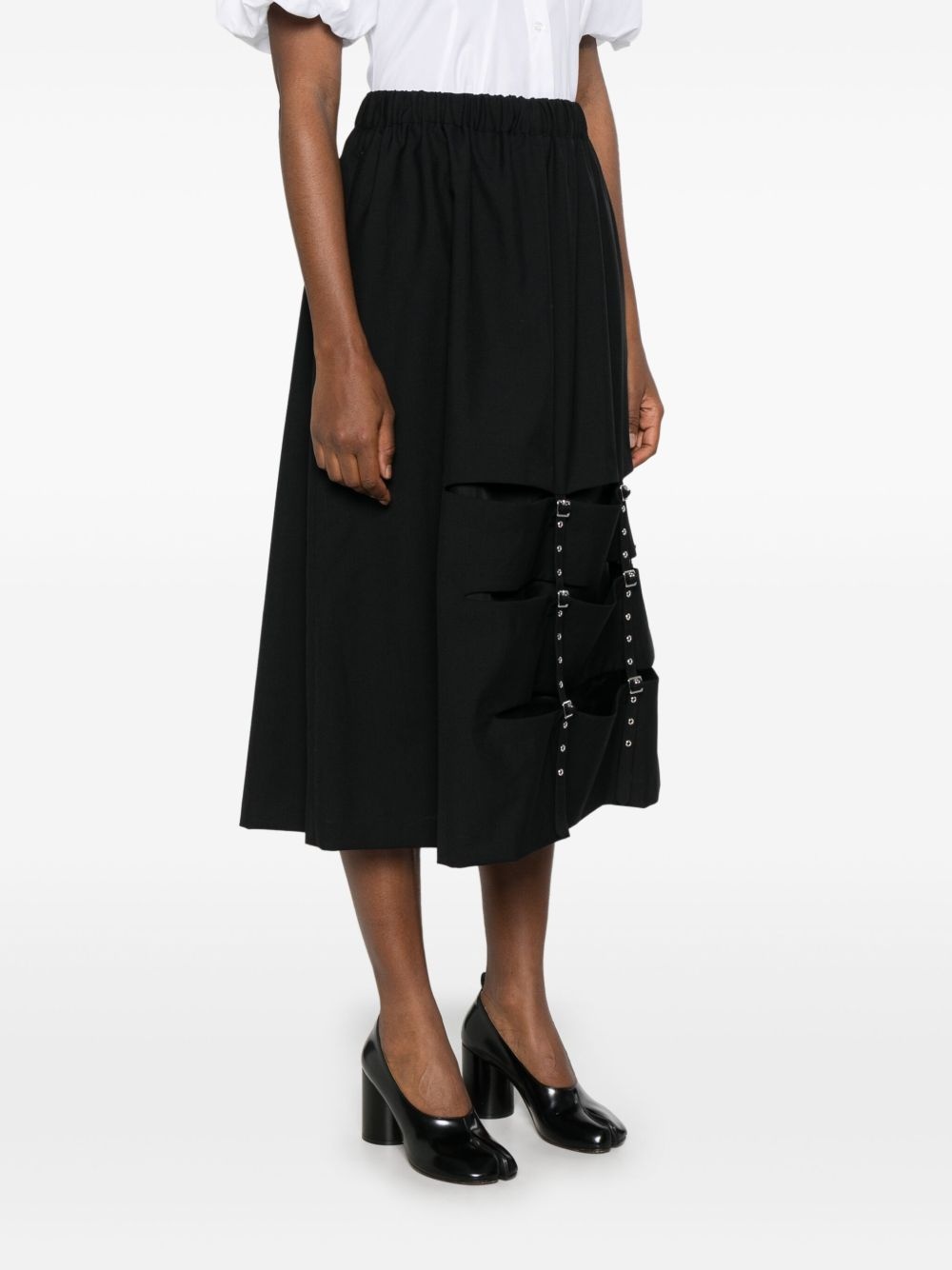 decorative-buckle midi skirt - 3