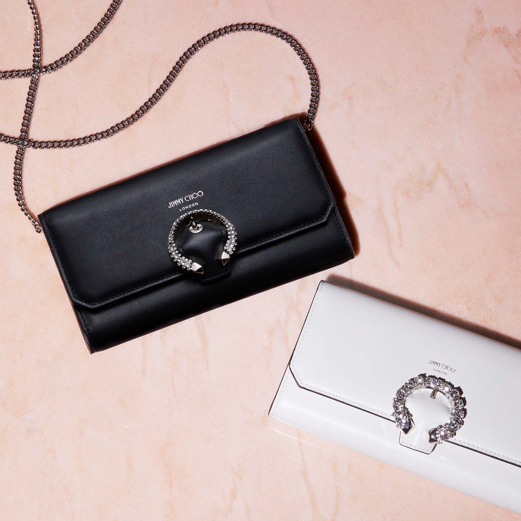 Wallet W/chain
Black Calf Leather Wallet with Crystal Buckle - 9