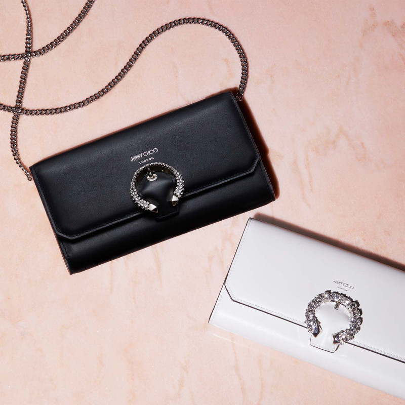 Wallet W/chain
Black Calf Leather Wallet with Crystal Buckle 9