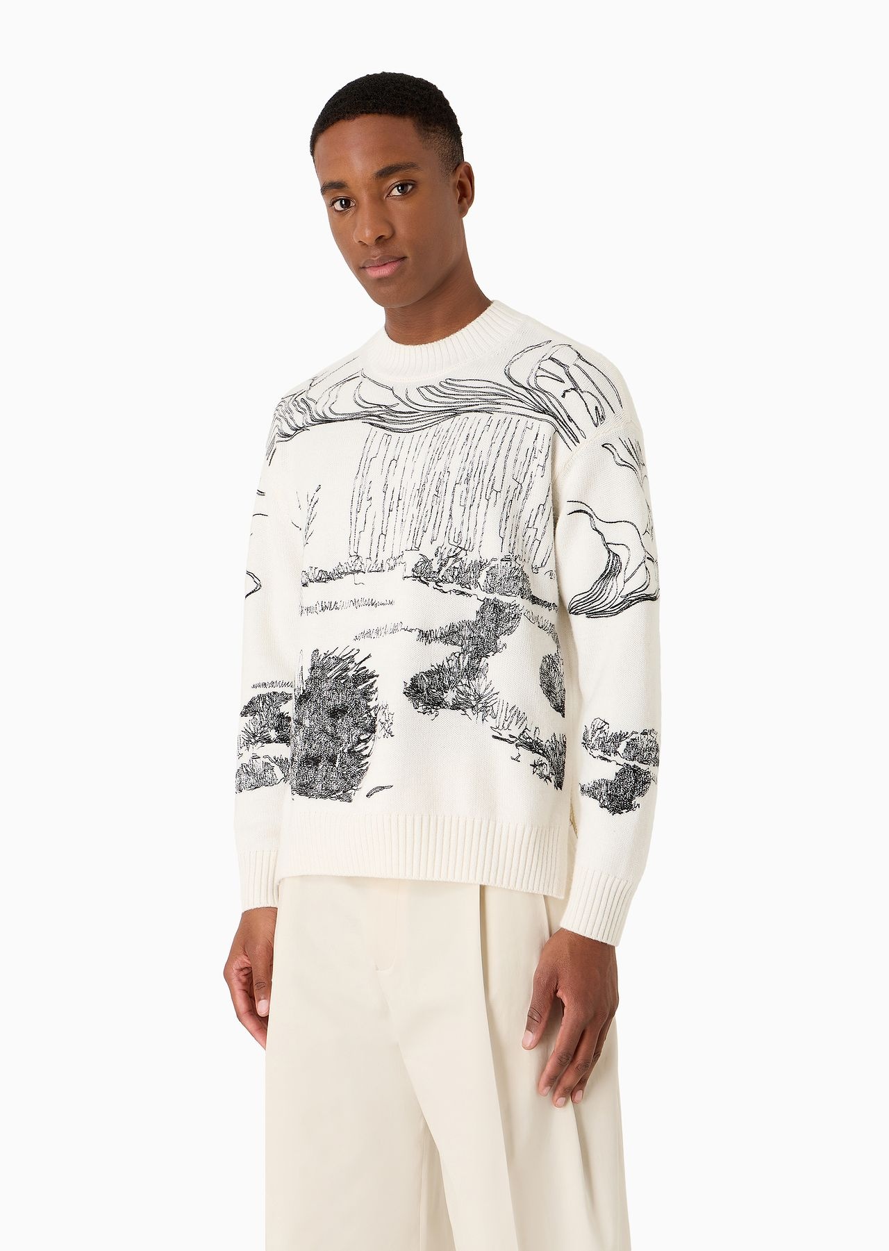 Alpaca-blend sweater with nature embroidery - 2