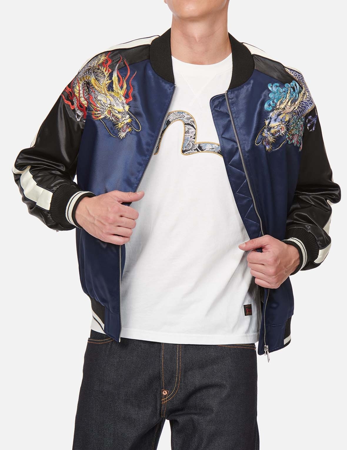 DRAGON EMBROIDERY SATIN PADDED SOUVENIR JACKET - 3