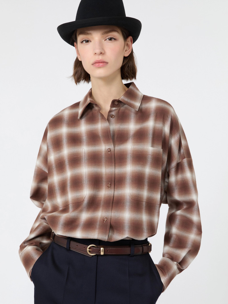 WKSFIORITO Check design cotton flannel shirt - BROWN 5