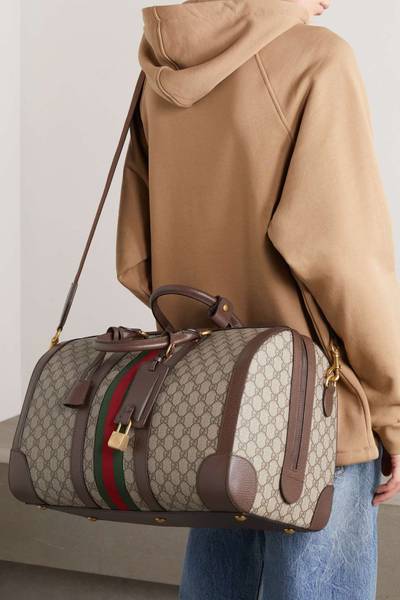 GUCCI Ophidia leather-trimmed printed coated-canvas weekend bag outlook