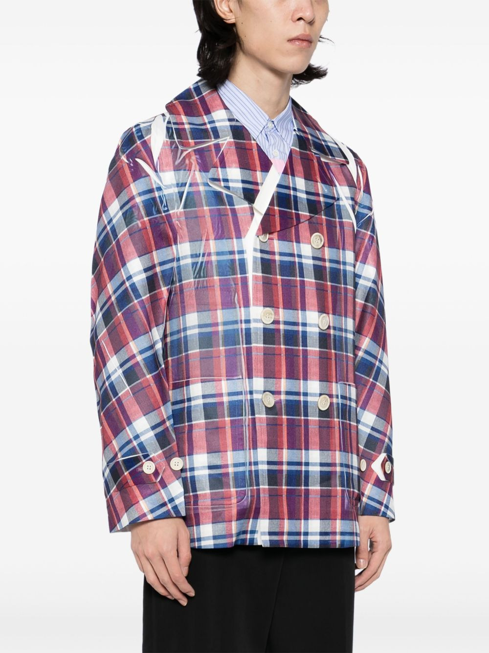 checked-print blazer - 3