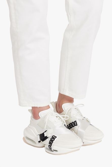 Balmain x Dogpound -White leather and knit B-Bold low-top sneakers with straps - 8