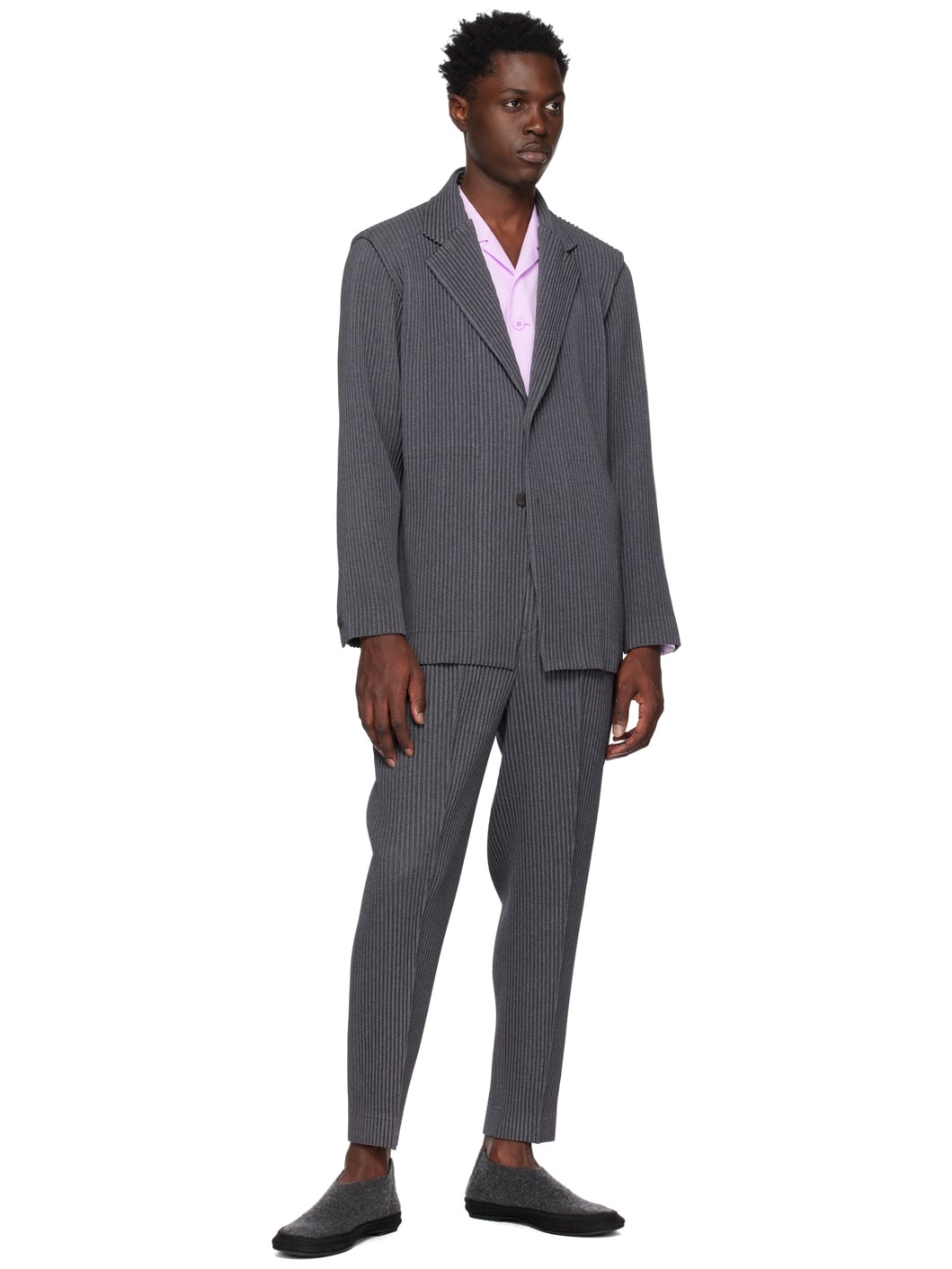 Gray Wool Like Light Blazer - 4