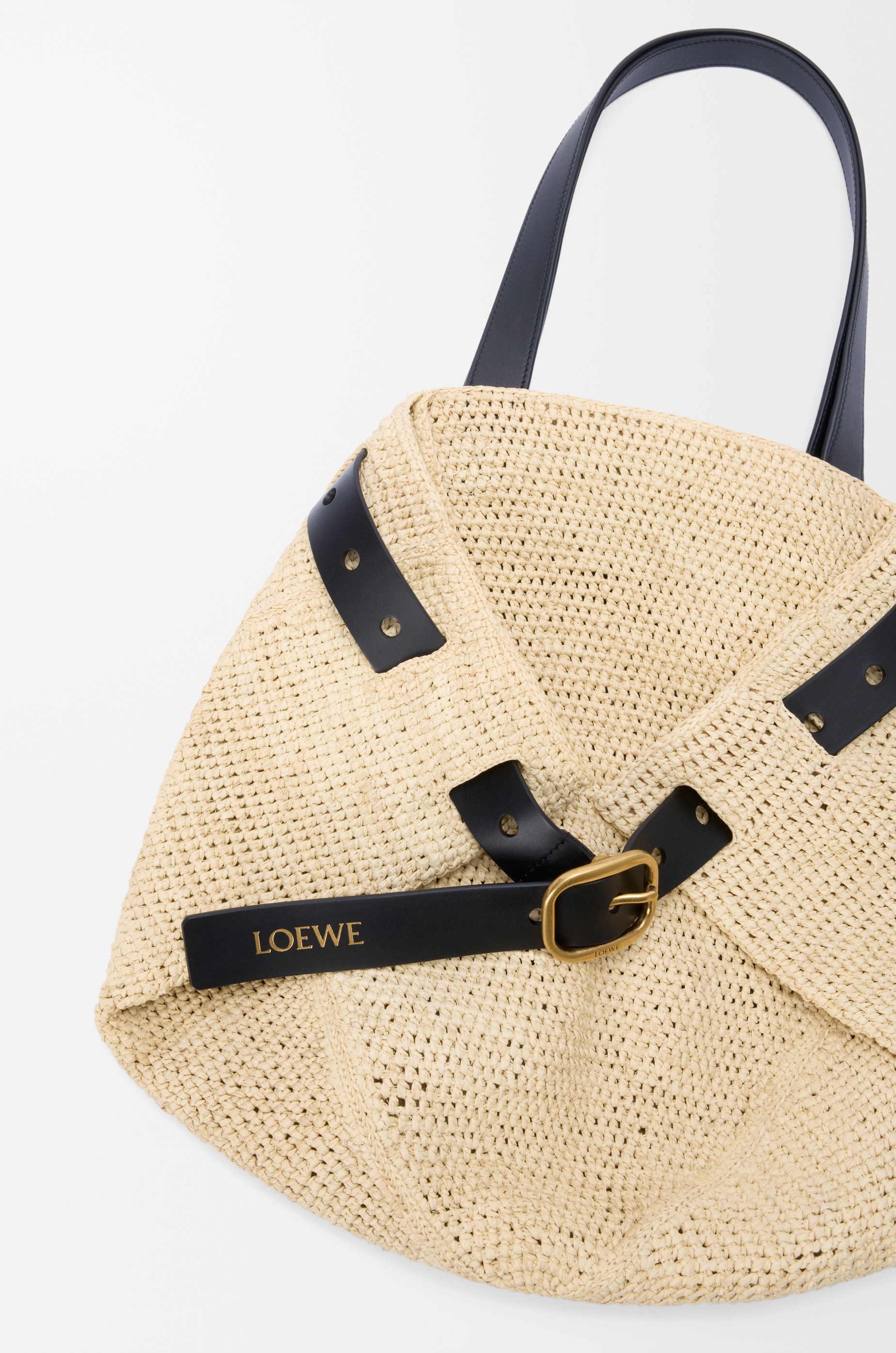 Medium Punch Hole shopper in raffia - 6