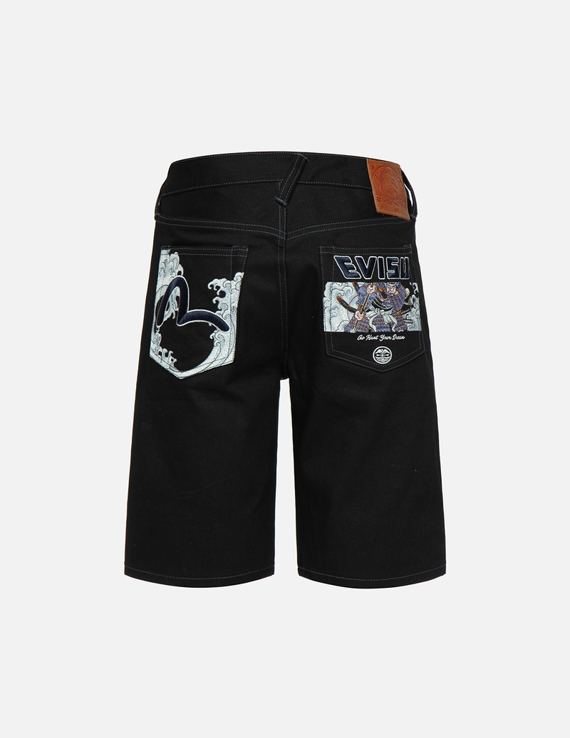SAMURAI AND SEAGULL EMBROIDERY DENIM SHORTS 2