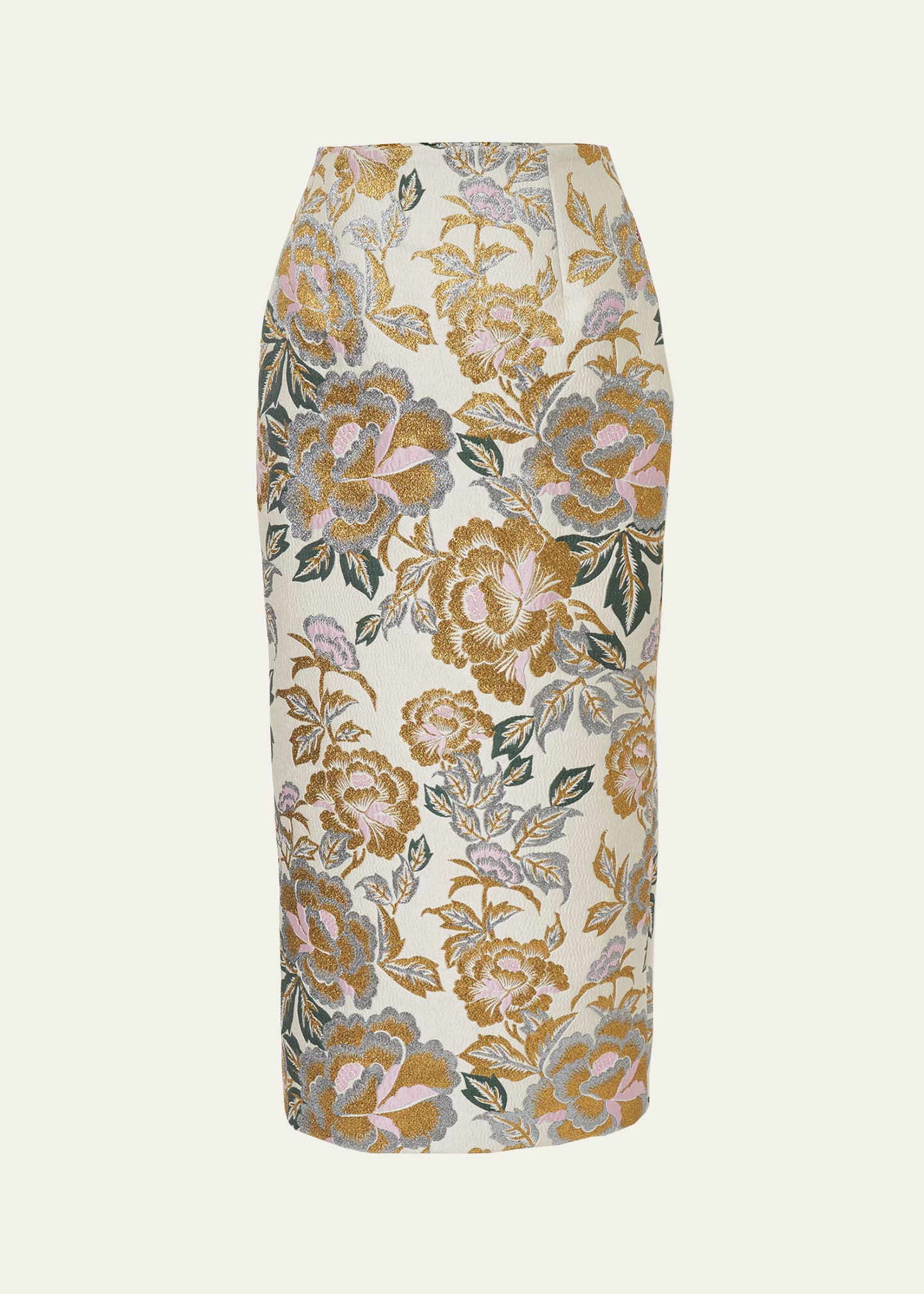 Floral Jacquard Midi Skirt - 1