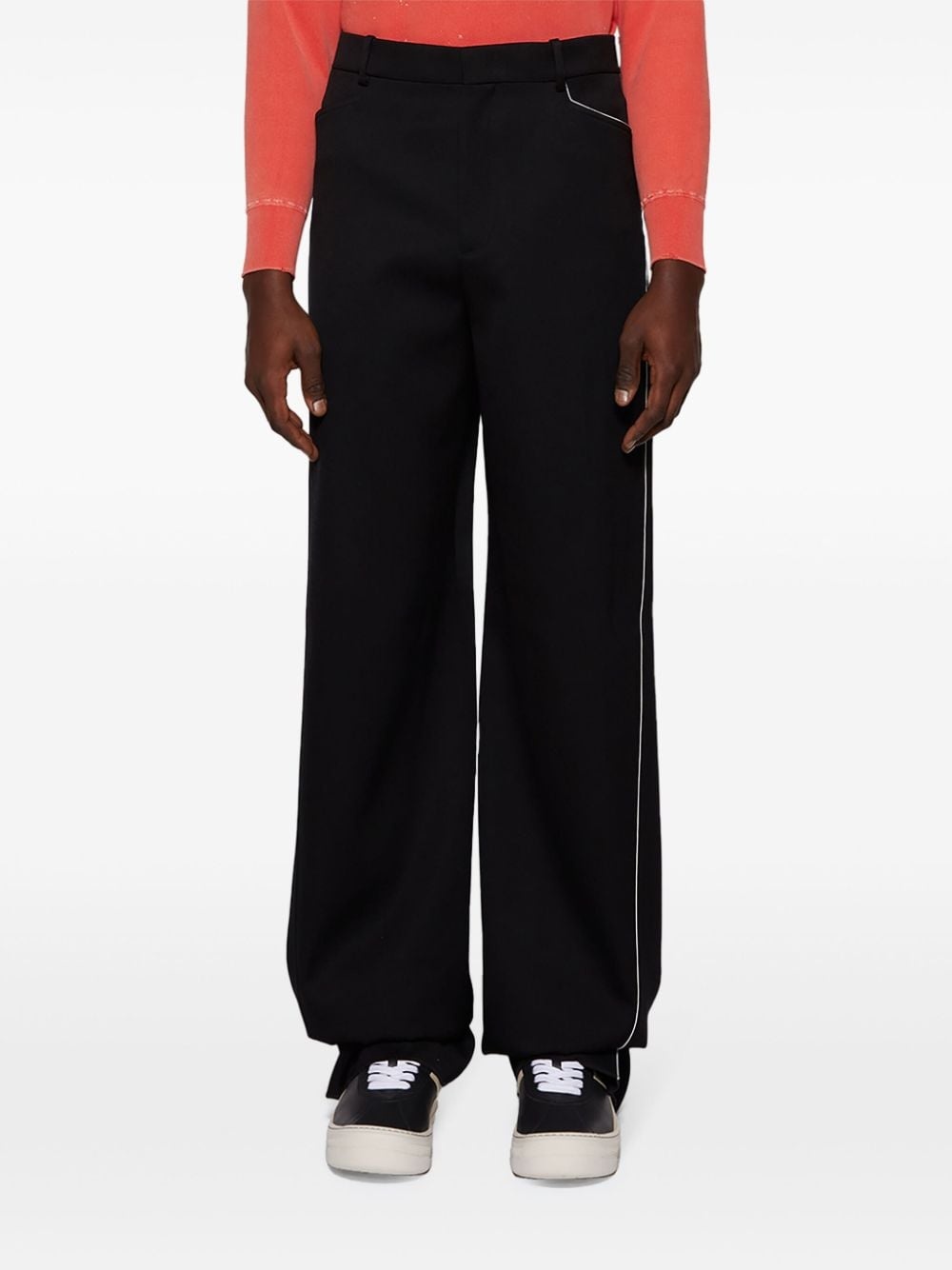 panelled wool trousers - 3
