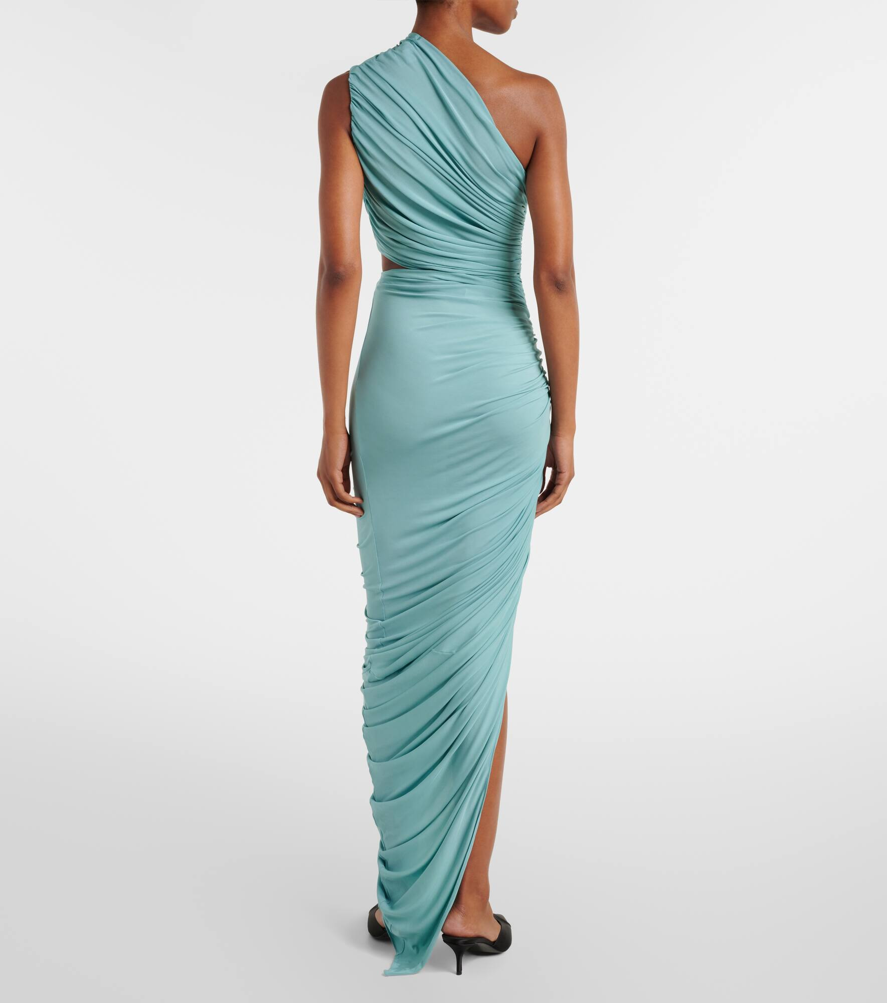 Asymmetric ruched jersey maxi dress - 3