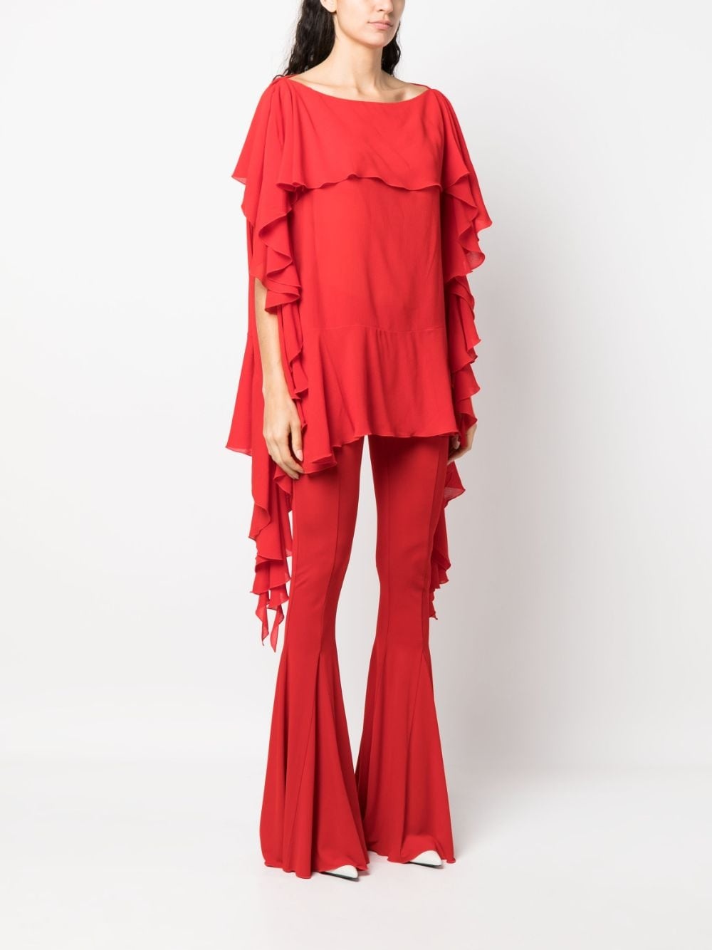 draped semi-sheer blouse - 3