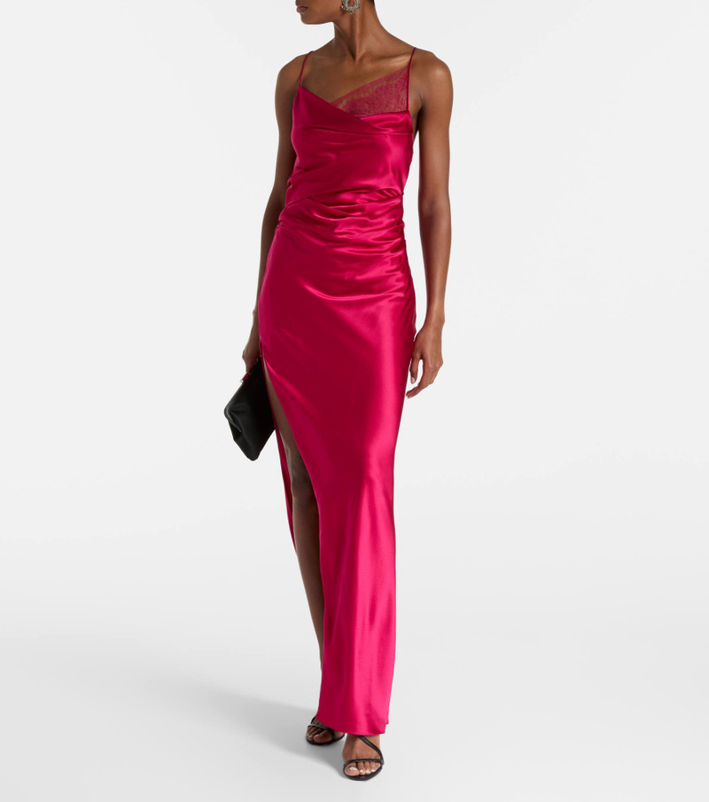 THE SEI Draped lace-trimmed silk satin gown outlook