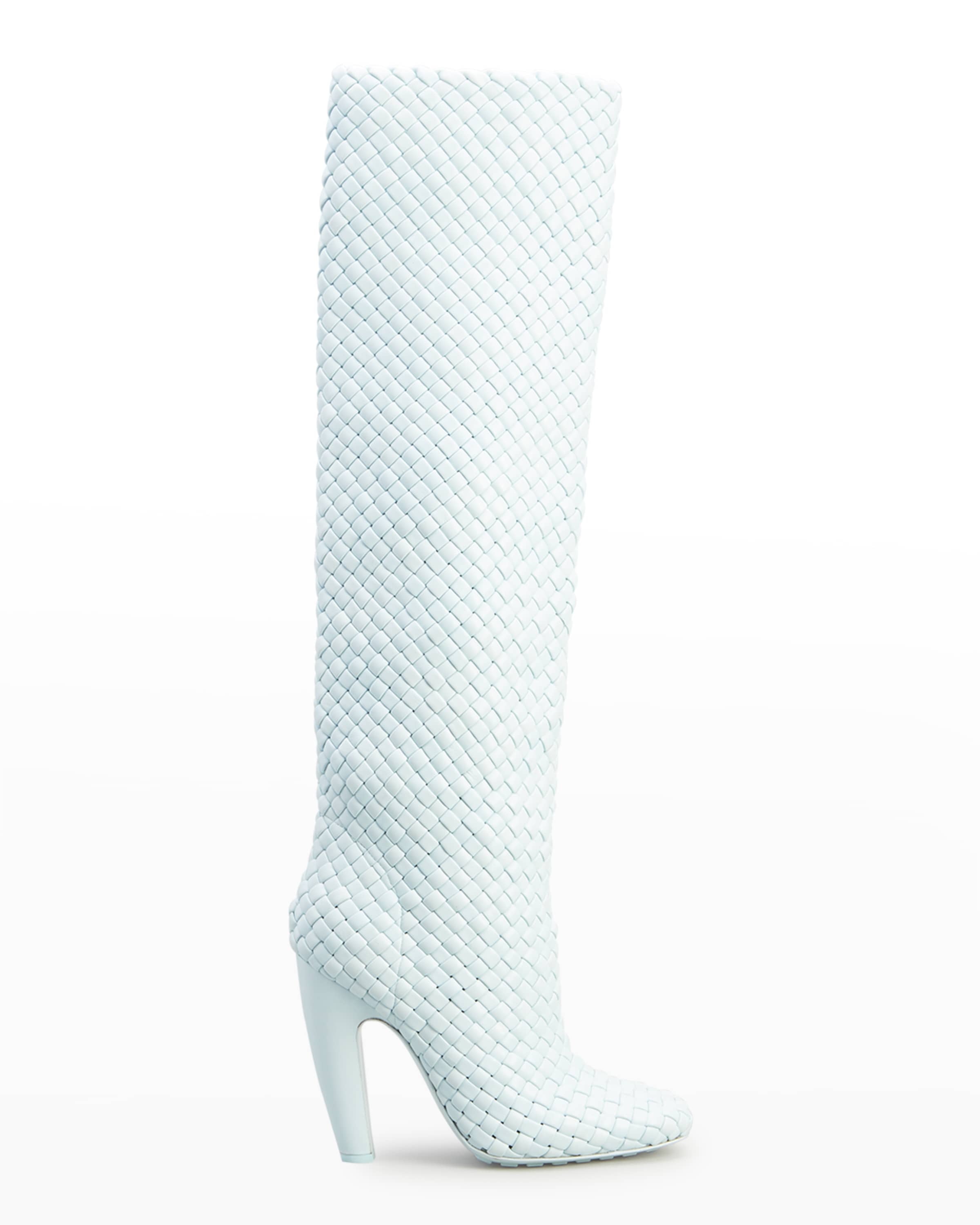 Intrecciato Woven Lambskin Knee Boots - 1