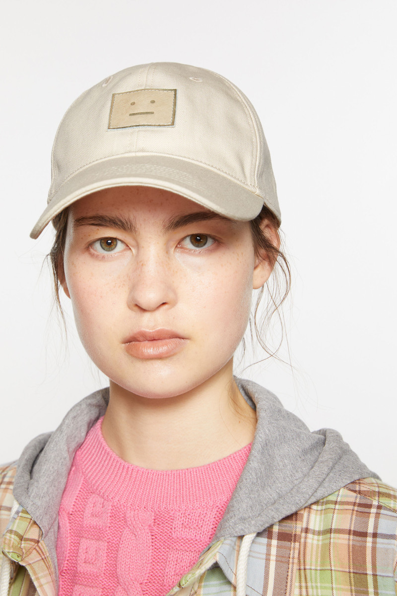 Acne Studios Leather Face patch cap - Oatmeal melange outlook
