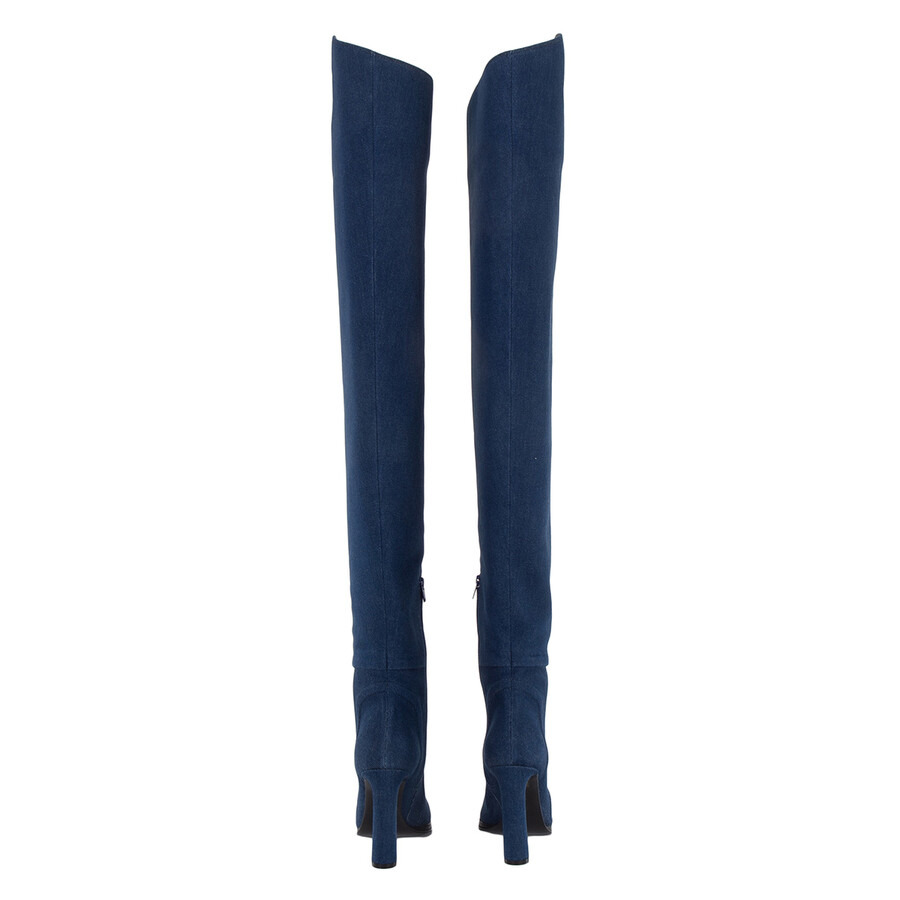 Burberry Ladies Shoreditch Denim Blue Porthole Detail Over-The-Knee Boots - 5