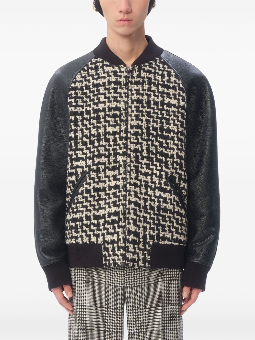 tweed detailing bomber jacket - 3