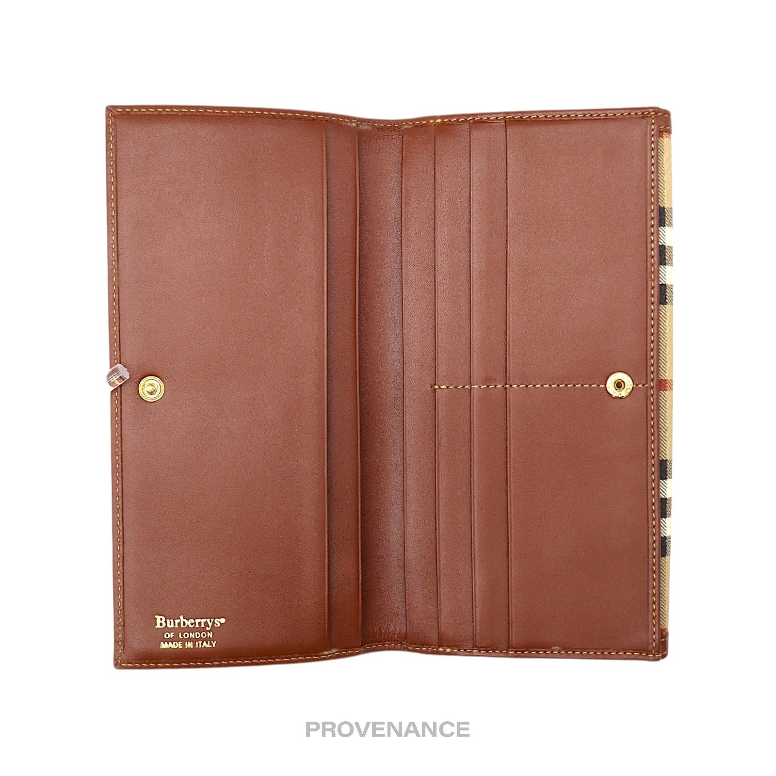 Burberry Long Wallet - Haymarket Check Brown - 5
