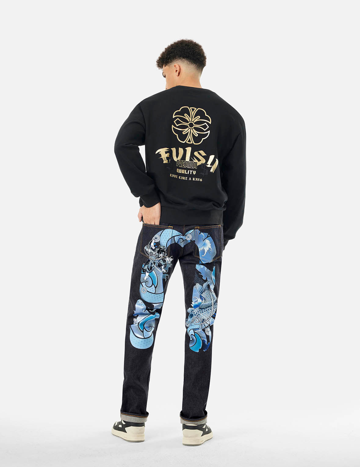 Tattoo Koi Daicock Embroidery Slim Fit Jeans #2010 - 5