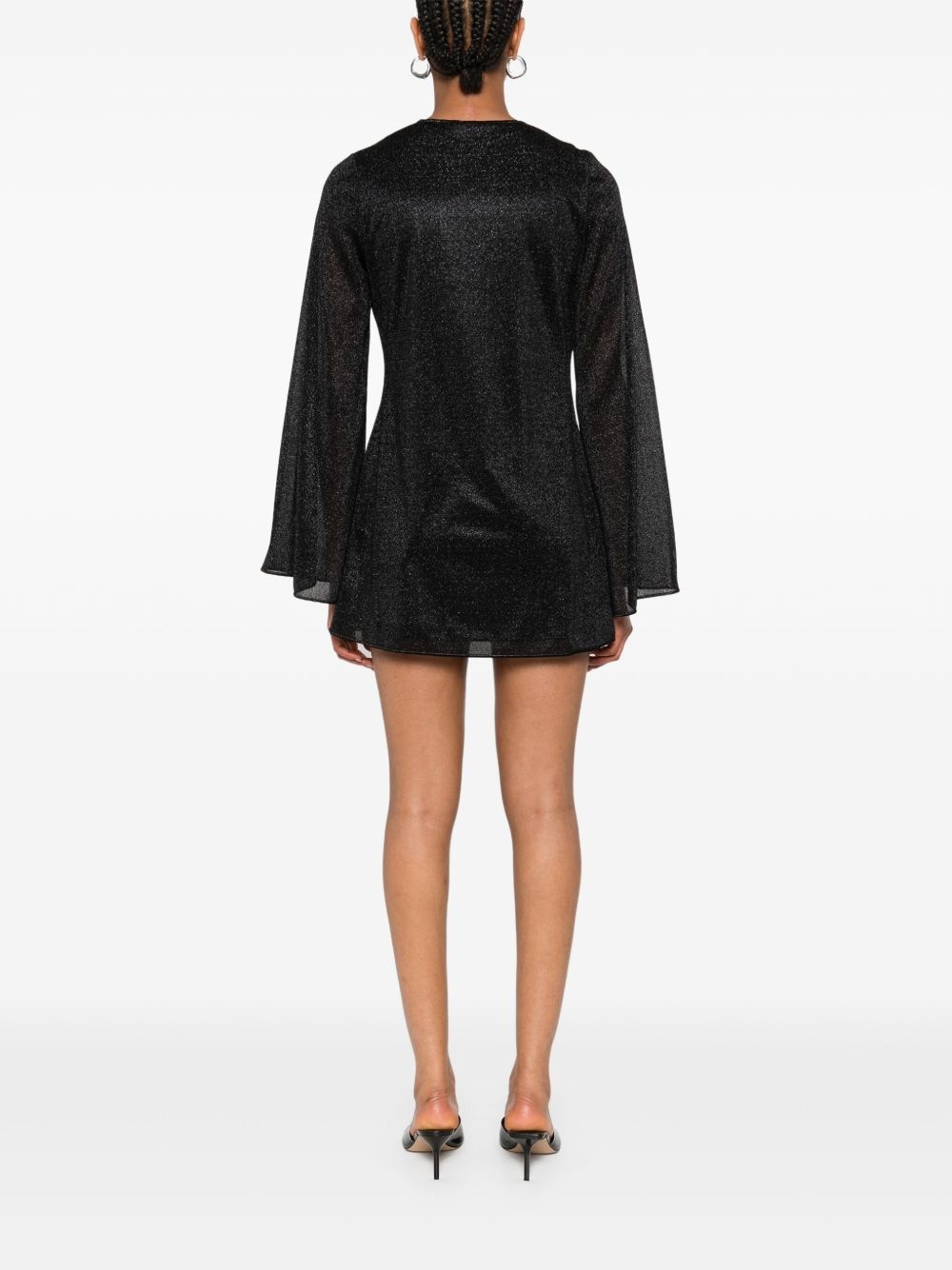 lurex-detail mini dress - 4